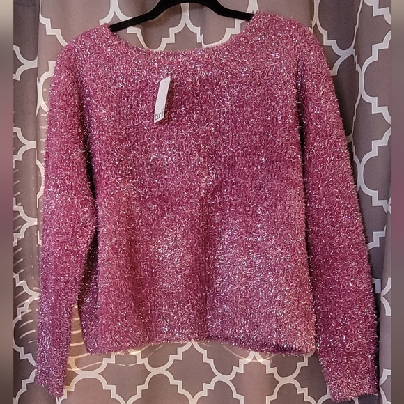 Bar III Sweaters - Women's Fuzzy Pink Sweater